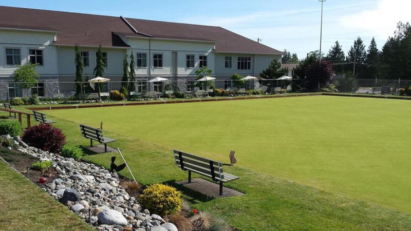 Parksville Lawn Bowling Club green and blue skies