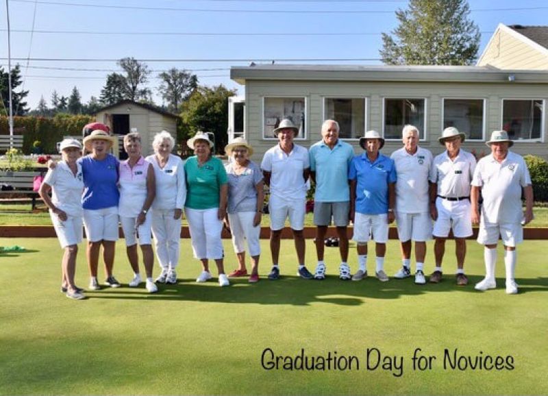 Parksville Lawn Bowling Club members on Graduation Day for Novices